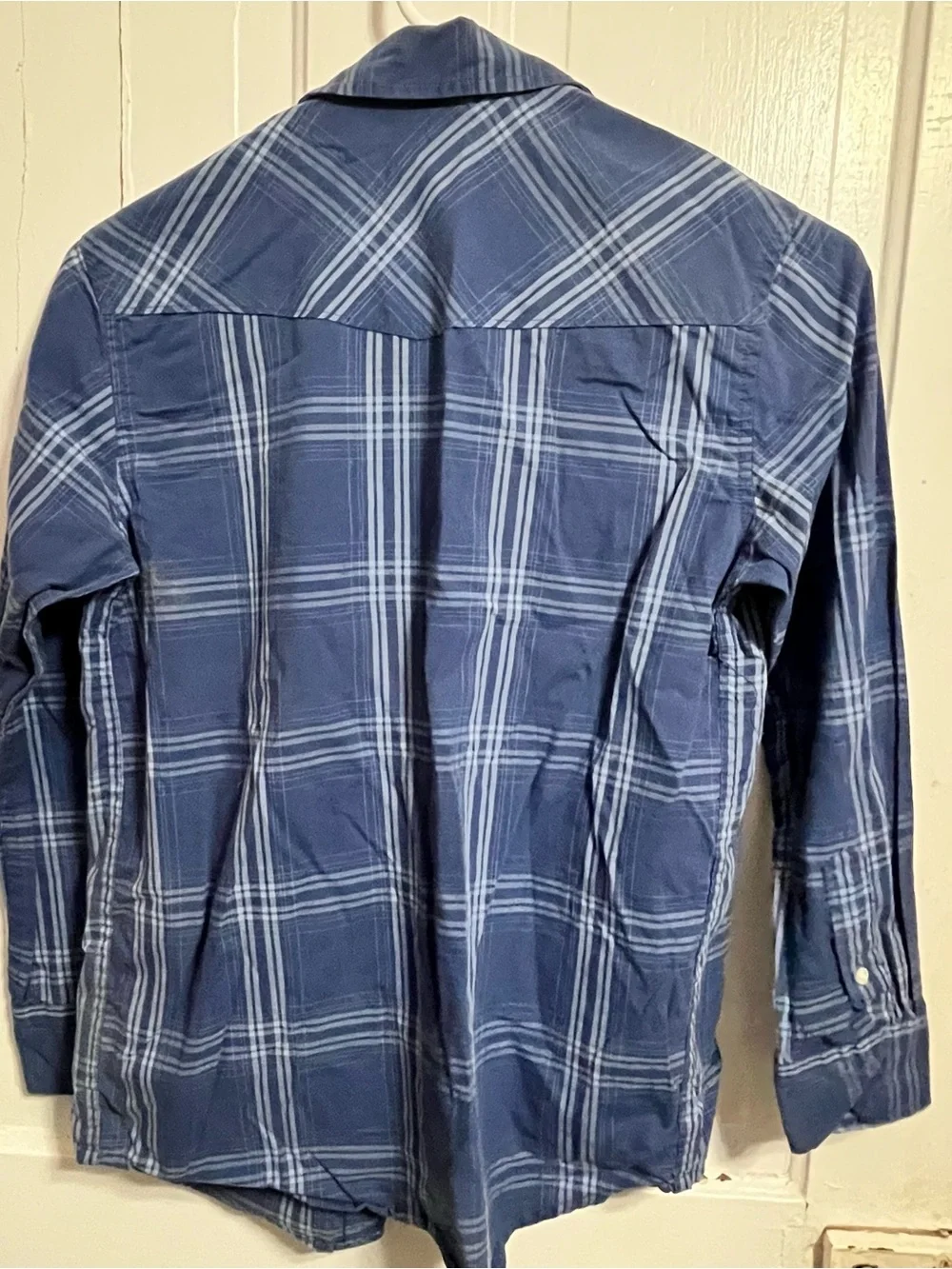 Old Navy Navy and Light Blue Plaid Button-Front Shirt
